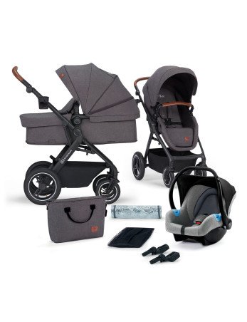 KINDERKRAFT 3-in-1 B-TOUR daugiafunkcinis vežimėlis (MINK) tamsiai pilka-2 dalių vežimėliai / du viename-Vežimėliai ir nešioklės