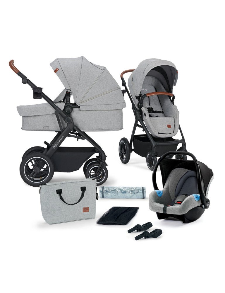 KINDERKRAFT 3-in-1 B-TOUR daugiafunkcinis vaikiškas vežimėlis (MINK), šviesiai pilkas-2 dalių vežimėliai / du viename-Vežimėliai