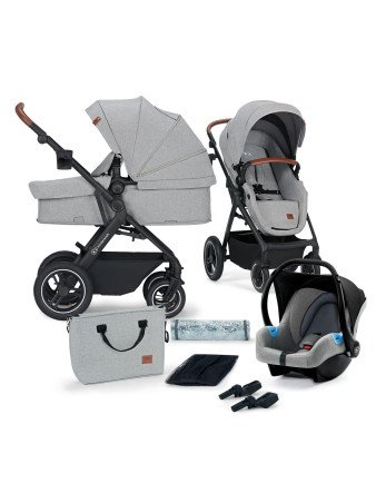 KINDERKRAFT 3-in-1 B-TOUR daugiafunkcinis vaikiškas vežimėlis (MINK), šviesiai pilkas-2 dalių vežimėliai / du viename-Vežimėliai