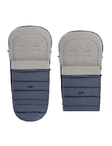 WOMAR iGROW Miegmaišis vežimėliui 2.0 Grey wool premium melange navy blue