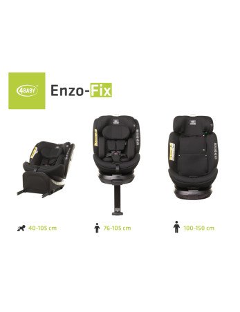 4 BABY Automobilinė kėdutė ENZO-FIX 40-150cm juoda I-SIZE-0-36 kg-Automobilinės kėdutės