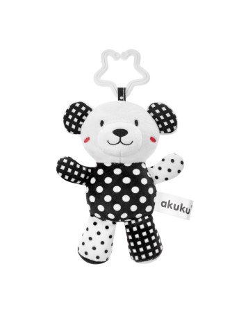 AKUKU A0470 Pliušinis meškiukas pakabukas juodai baltas