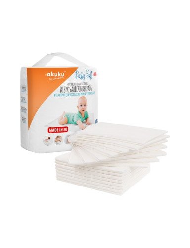 AKUKU A0500 Vienkartiniai paklotai 40x60 Baby Soft 15 vnt