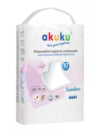 AKUKU A0501 Vienkartinis įdėklas 60x90 cm SENSITIVE 10 vnt