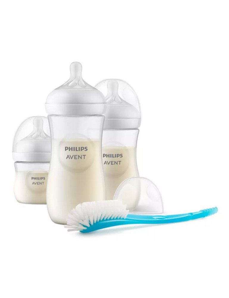 AVENT SCD837/12 3 buteliukų rinkinys "Responsive Natural" ir šepetėlis buteliukams