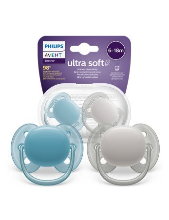 AVENT SCF091/17 "Ultra Soft" čiulptukas 6-18 m, mėlynas/pilkas