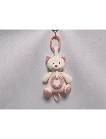 AXIOM 9428 Rožinis meškiukas muzikinė dėžutė su širdele 18 cm