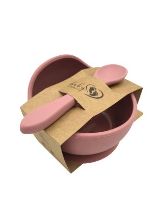 BABY 01140 Silikoninis dubenėlis su siurbtuku ir šaukštu Lilac