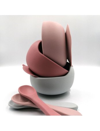 BABY 01140 Silikoninis dubenėlis su siurbtuku ir šaukštu Lilac