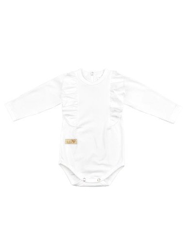 BABY 01377 Kūdikių kostiumėlis ilgomis rankovėmis su raukinukais Ecru 56/62