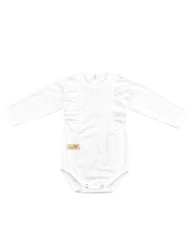 BABY 01379 Kūdikių kostiumėlis ilgomis rankovėmis su raukinukais Ecru 80/86
