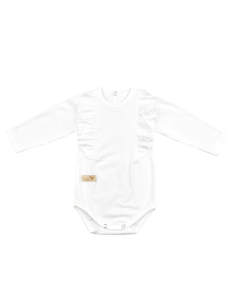 BABY 01379 Kūdikių kostiumėlis ilgomis rankovėmis su raukinukais Ecru 80/86