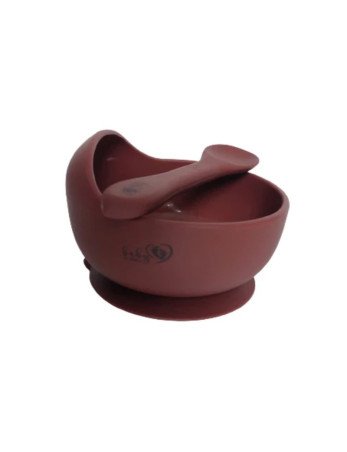 BABY 01565 Silikoninis dubenėlis su siurbtuku ir šaukštu Elderberry