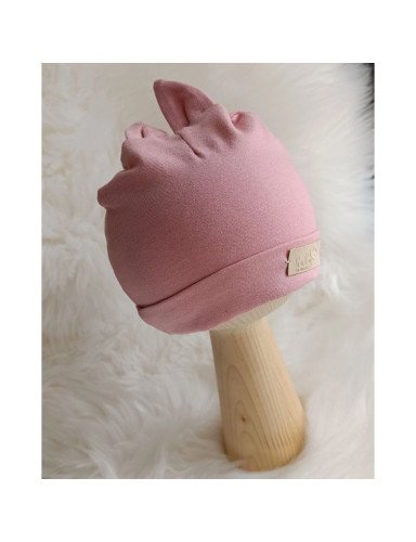 BABY 01580 Kūdikių kepuraitė su ausytėmis jersey Rose 6-9m