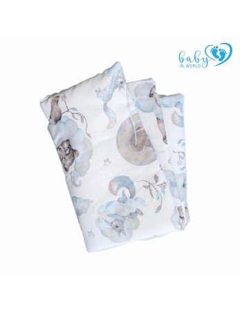 BABY 01623 Antklodė ir pagalvė 65x75 25x30 Teddy Blue