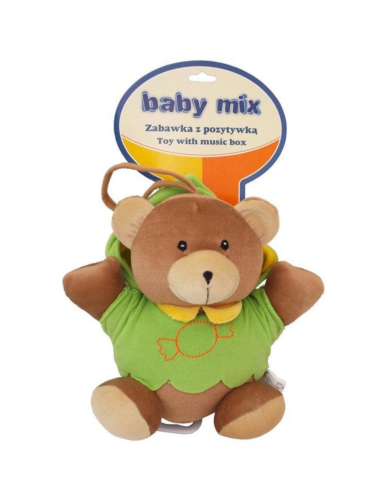 BABY MIX TK/P/1034-0700 Meškiukas žalia striuke 46552 pliušinė muzikinė dėžutė