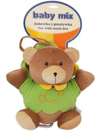 BABY MIX TK/P/1034-0700 Meškiukas žalia striuke 46552 pliušinė muzikinė dėžutė