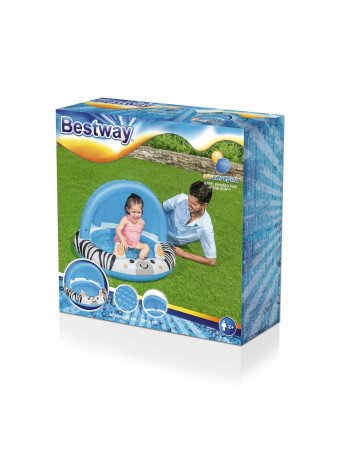 BESTWAY 52559 Zebra 97x66 pripučiamas lopšys su stogeliu ir pripučiamu dugnu