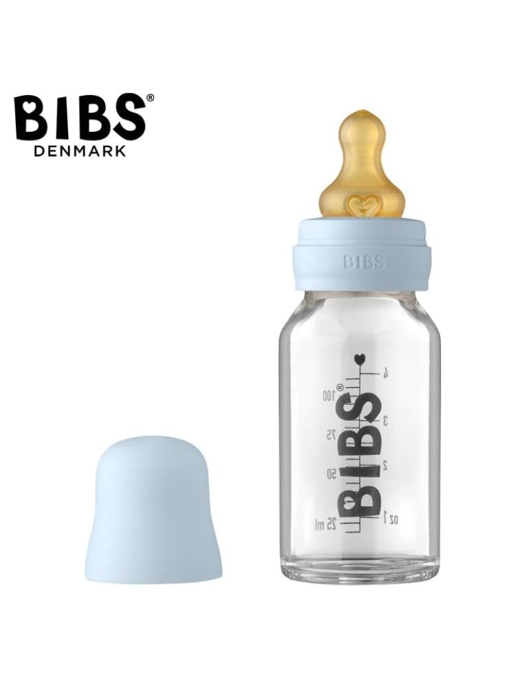 BIBS 5013231 Stiklinis buteliukas nuo kolkos 110 ml Baby Blue