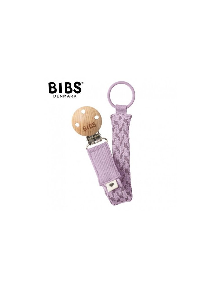 BIBS 9401111 PACIFIER BRAID manekeno etiketė 100% GOTS ekologiška medvilnė Sky/Mauve
