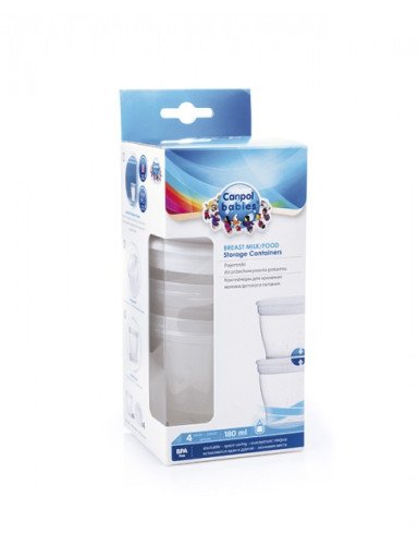 CANPOL 12/204 Talpyklės pienui / motinos pienui laikyti 4vnt. 180ml