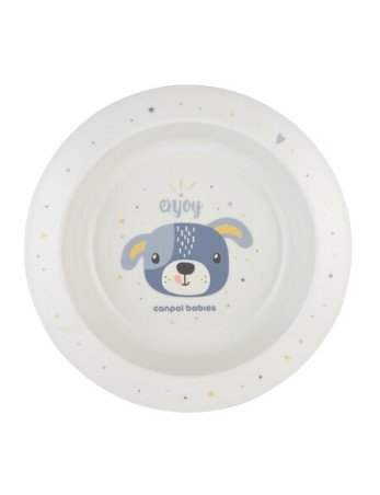 CANPOL 4/412 Plastikinis dubenėlis kūdikiams 270 ml "Cute Animals" mėlynos spalvos