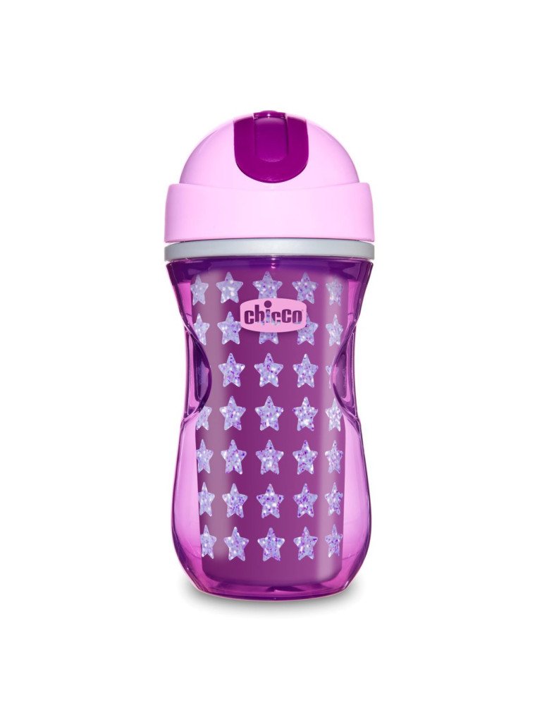 CHICCO 00006991100000 Termo puodelis su šiaudeliu, skirtas mokytis gerti 14m+ mergaitei