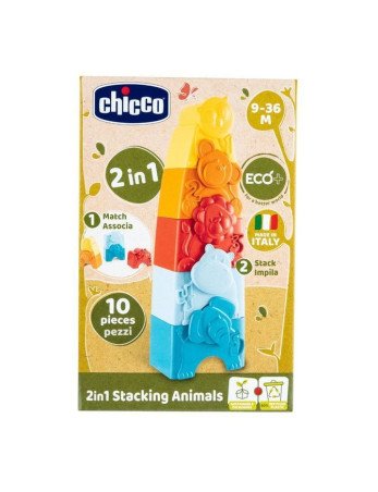 CHICCO 00011570000000 ECO+ Gyvūnų dėlionė ir bokštas 2in1