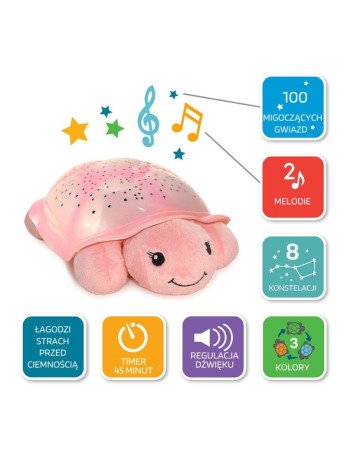 "Cloud B" CLTT-7323-T2P N10/20 Naktinis šviestuvas + muzikinė dėžutė "Turtle pink 2in1