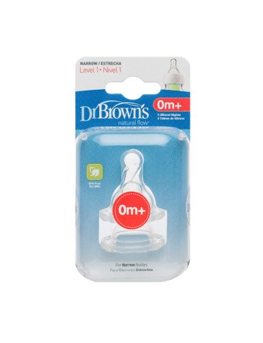 Dr.Browns 302 Silikoninis čiulptukas buteliukui Standartinis 1 lygis 2 pakuotės