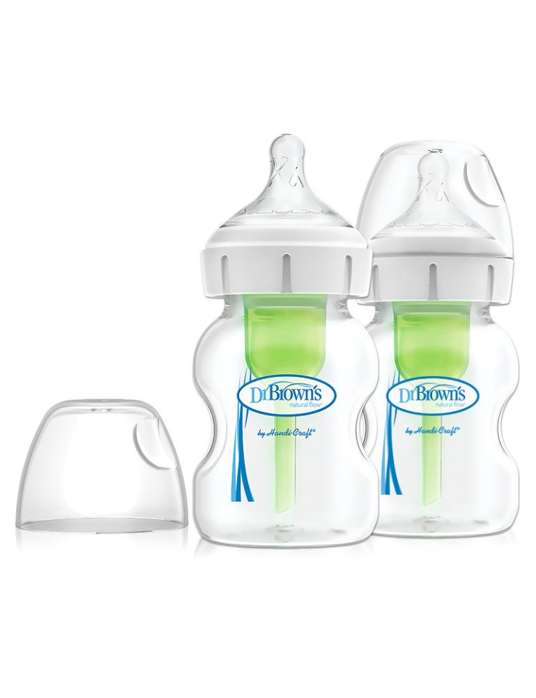 Dr.Browns WB52600 Plataus kaklelio buteliukas 150 ml PP GALIMYBĖS PLUS 2 PAK
