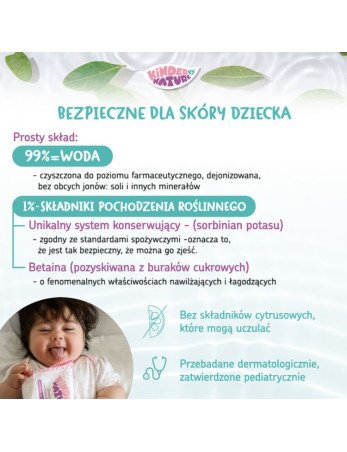 KINDER BY NATURE 52243 Drėgnos servetėlės kūdikiams ir vaikams 56 vnt