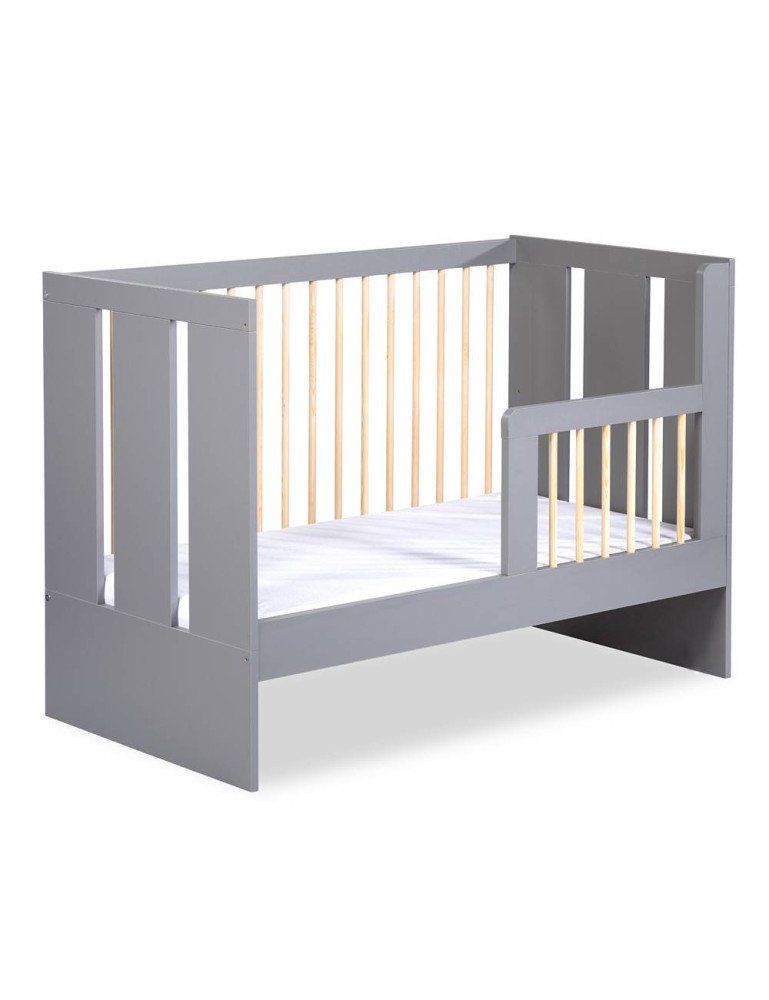 KLUPŚ PAULINE lova su turėklais grafito pušies 120x60-Kūdikių lovytės-Kūdikių lovytės ir čiužiniai