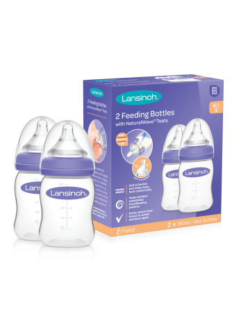 LANSINOH Maitinimo buteliukas 2x160 ml+NaturalWave čiulptukas