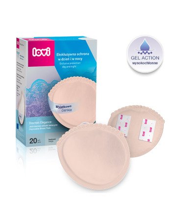 LOVI 19/610 Discreet Elegance krūtų įklotai 20 vnt., smėlio spalvos
