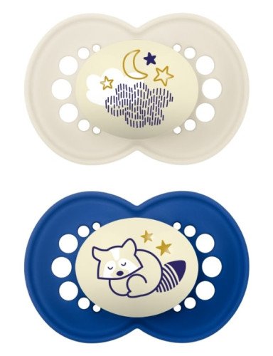 MAM 831423 Čiulptukas Soother Original Night silky 16+boy 2 vnt.