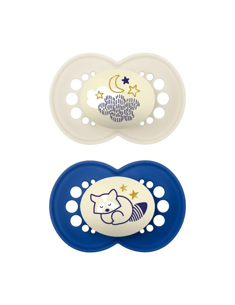 MAM 831423 Čiulptukas Soother Original Night silky 16+boy 2 vnt.