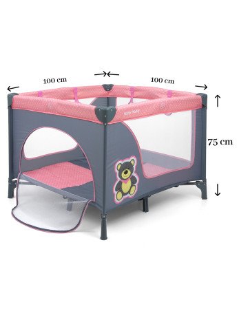 MILLY MALLY Kūdikio lovytė-maniežas FUN Pink Bear 3416