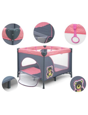 MILLY MALLY Kūdikio lovytė-maniežas FUN Pink Bear 3416
