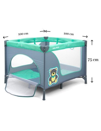 MILLY MALLY Kūdikio lovytė-maniežas FUN Mint Bear 3417