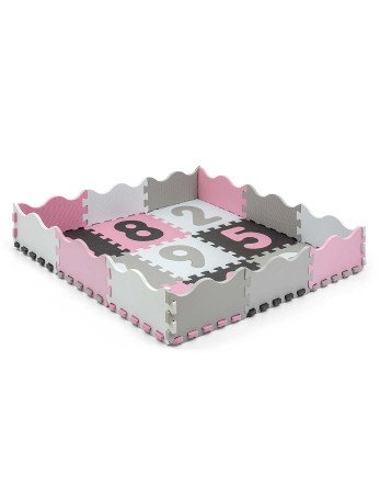 MILLY MALLY 5612 Dėlionių kilimėlis iš putplasčio "Jolly 3x3 Digits" - rausvai pilkas