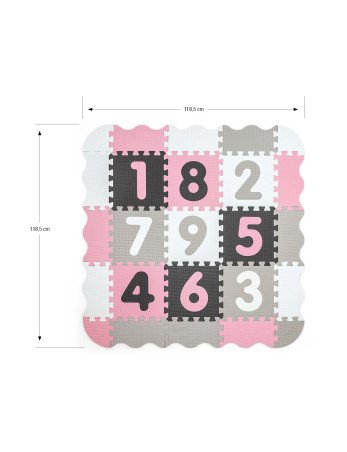 MILLY MALLY 5612 Dėlionių kilimėlis iš putplasčio "Jolly 3x3 Digits" - rausvai pilkas