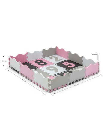 MILLY MALLY 5612 Dėlionių kilimėlis iš putplasčio "Jolly 3x3 Digits" - rausvai pilkas