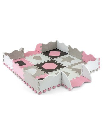 MILLY MALLY 5614 Dėlionių kilimėlis Jolly 3x3 Shapes - rožinis pilkas