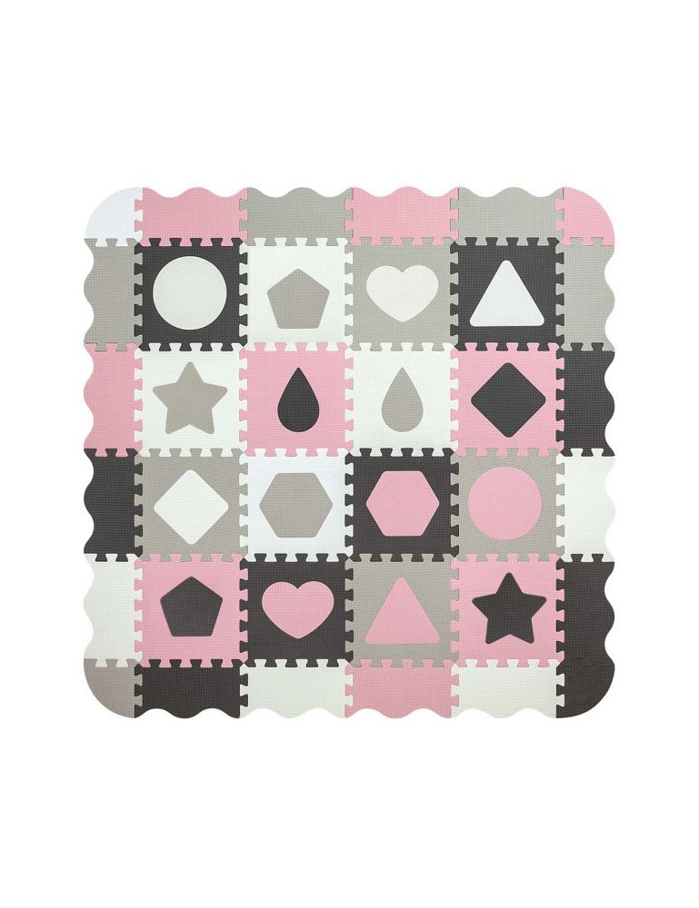 MILLY MALLY 5617 Dėlionių kilimėlis Jolly 4x4 Shapes - rožinis pilkas