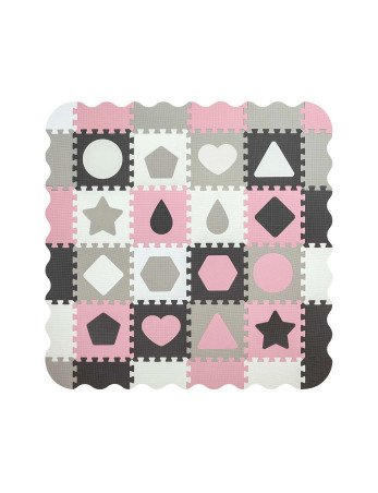 MILLY MALLY 5617 Dėlionių kilimėlis Jolly 4x4 Shapes - rožinis pilkas