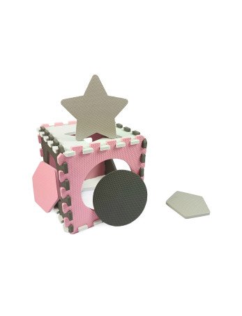 MILLY MALLY 5617 Dėlionių kilimėlis Jolly 4x4 Shapes - rožinis pilkas