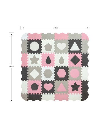 MILLY MALLY 5617 Dėlionių kilimėlis Jolly 4x4 Shapes - rožinis pilkas
