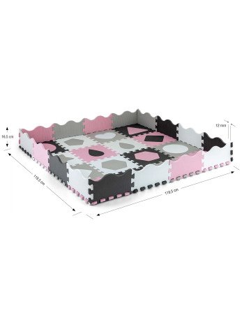 MILLY MALLY 5617 Dėlionių kilimėlis Jolly 4x4 Shapes - rožinis pilkas