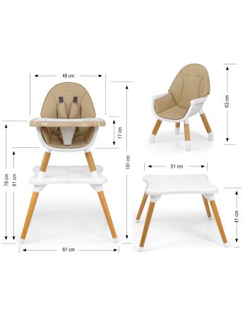 MILLY MALLY 2-in-1 maitinimo kėdutė Malmo Beige-Maitinimo kėdutės-Vaiko kambarys